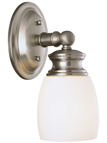 Elise 1-Light Bath Sconce in Satin Nickel.